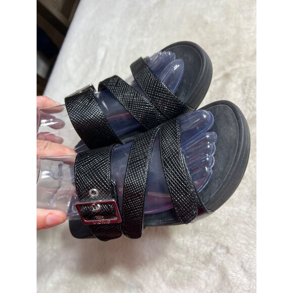 Vionic Black Womens Sandals Size 7 With Buckle Strap & Textured Design - Picture 7 of 8